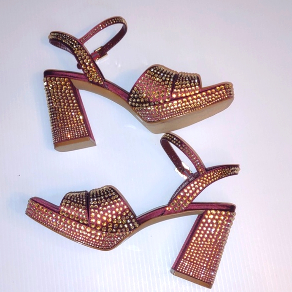 🐾VINCE CAMUTO VP-Pava Platform Heels in Burgundy Bordo Satin - Picture 11 of 17